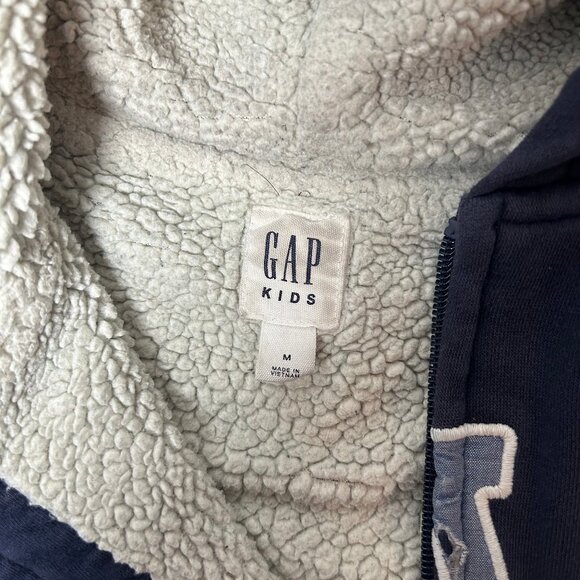 GAP Kids Sherpa Lined Cozy Arch Logo Zip Hoodie Jacket Size Medium - Picture 4 of 10